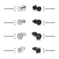 thumbnail image 5 of K-KED 6 Pairs Earring Set Black Stainless Steel Huggie Hoop Stud Punk Ear Piercing-Silver+Black, 5 of 6