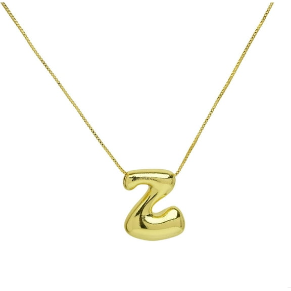 Shiny Cubic Zirconia Bubble Alphabet 26 A-Z,Puffy Name,Letter Necklace,Personalized Monogram Necklace,Balloon Initial Necklace Gifts For Women 18K Gold Plated Jewelry.[o4483]