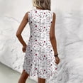 thumbnail image 5 of Morttic Plus Size Women Floral U-Neck Pleated Sleeveless Tank Sundress Loose Flowy A-Line Summer Casual Beach Dress White，S, 5 of 6