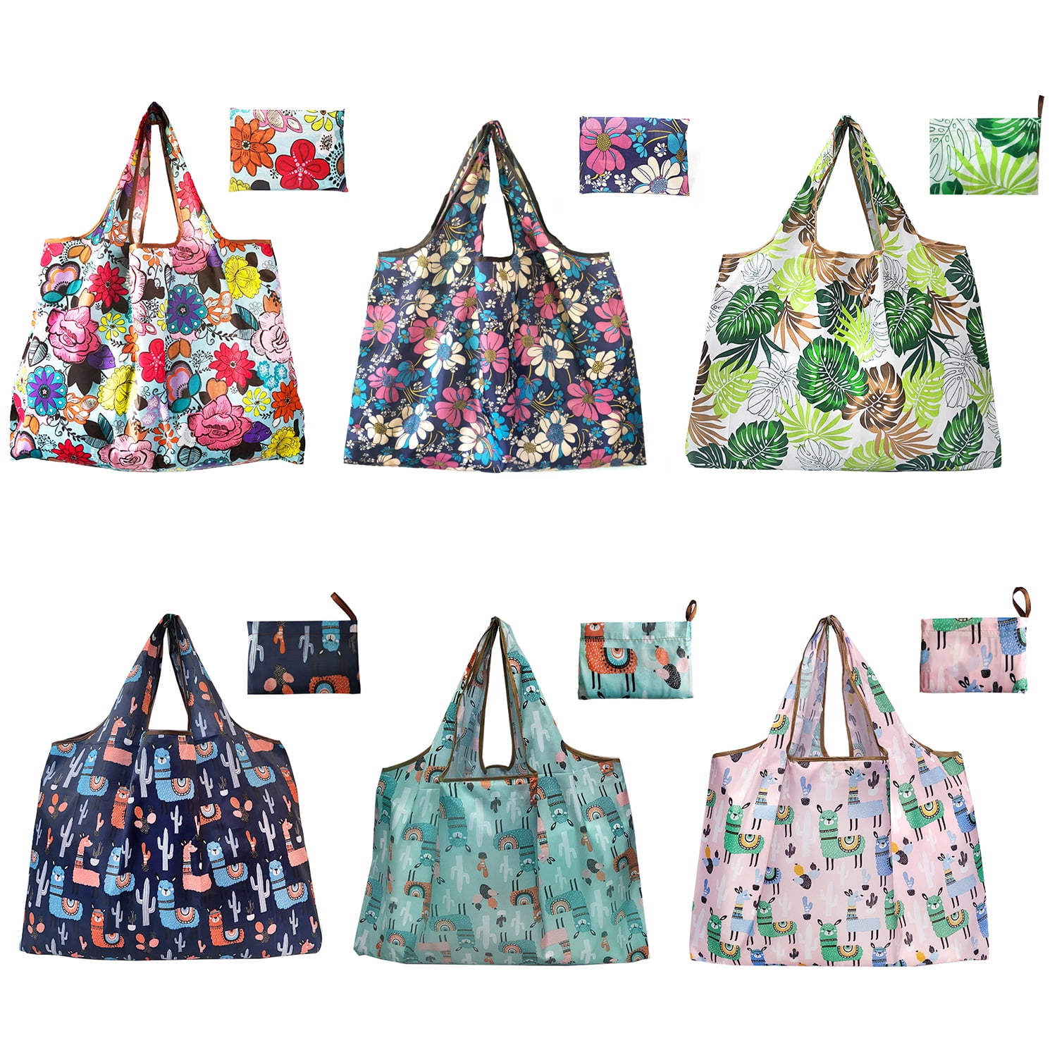 Eco Shopping Bag Rose Folding Totes Grocery Handbag Reusable Shoppers Drawstring 