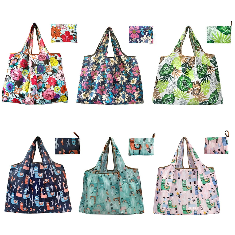 Reusable Grocery Shopping Bags with Pouch 6 Pack Foldable Shopping Tote ...