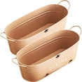 thumbnail image 3 of Miangastore Iron Flowerpots Khaki Oval 2Pcs 12.9X4.8X4.1In, 3 of 8