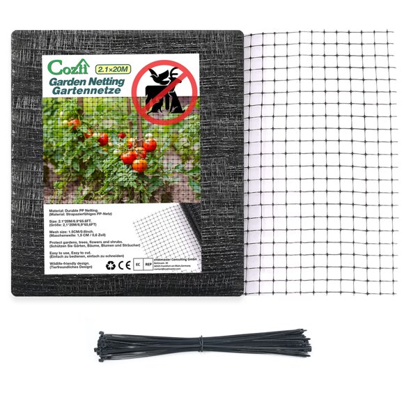 Filet de Jardin, 2 X 20 m Filet pour Oiseaux, Maille de Jardin Réutilisable Protège les Plantes Légumes Fruits Fleurs Étangs contre les Oiseaux Animaux et