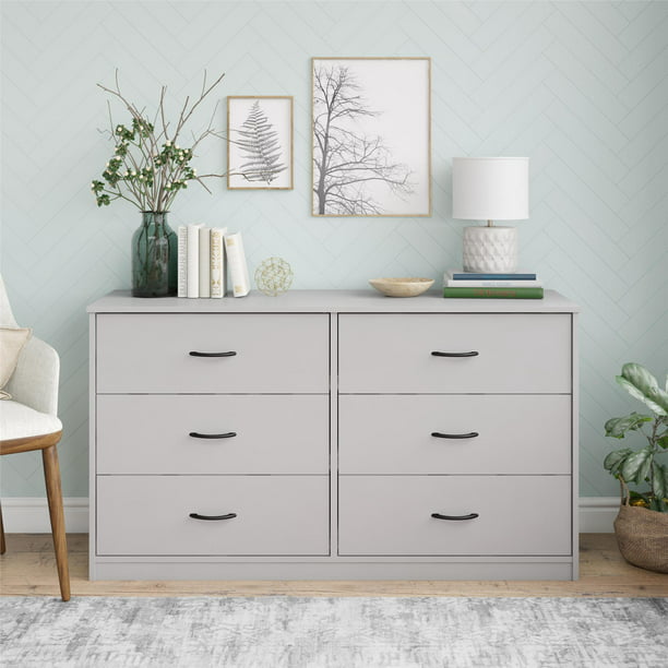 Mainstays Classic 6 Drawer Dresser, Light Grey Washed Dresser