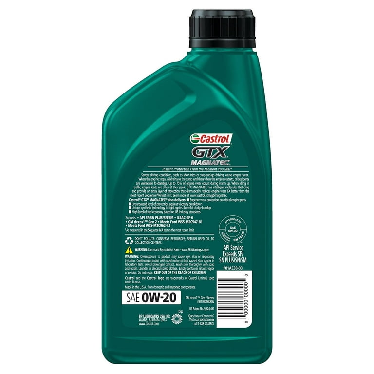 Castrol GTX MAGNATEC 0W-20 Full Synthetic Motor Oil, 1 Quart 