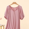 thumbnail image 6 of Asxite Womens Pajamas Solid Short Sleeve Round Neck Ruffle Hem Loose Breathable Nightgown, 6 of 6