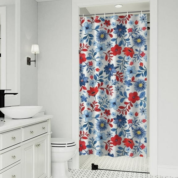 Pioneer Flower Floral Print Pattern Shower Curtain 36"x72" ,Bathroom Decorative Shower Curtains Set with 12 Hooks,Modern Waterproof Washable Shower Curtain