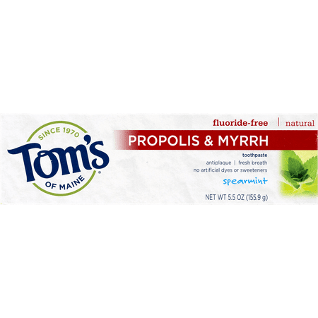Tom's of Maine Toothpaste Spearmint Natural Fluoride-Free Propolis & Myrrh, 5.5 OZ