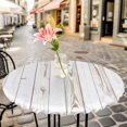 thumbnail image 6 of White Wood Grain Round Tablecloth for 45-54 Inch Tables, Fitted Table Cover with Elastic Edge, Country Farmhouse Wooden Plank Waterproof Outdoor Table Cloth Protector for Patio Garden Dinner Picnic, 6 of 9