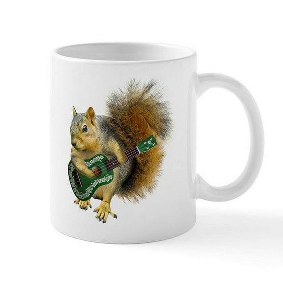 CafePress - Squirrel Ukulele Mug - 11 oz Ceramic Mug - Novelty Coffee Tea Cup