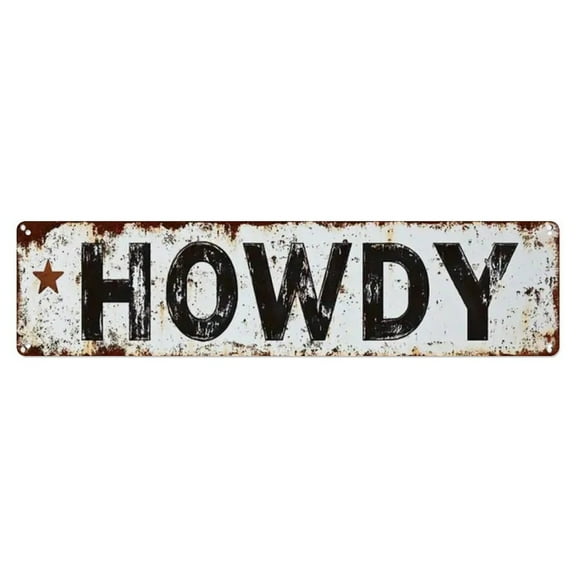 HOWDY Tin Sign Vintage Metal Sign Office Living Room Bar Coffee Wall Art Decor 4x16inch