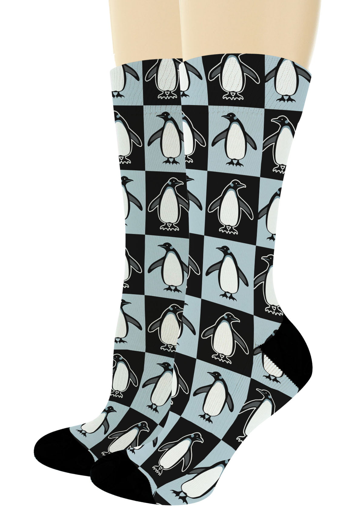 Women Men Merry Christmas With Penguins Pattern Athletic Crew Socks 