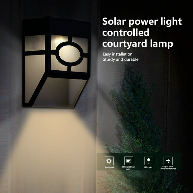 Lámpara Solar Para Jardín, Lámpara De Jardín Con Sensor De Montaje En Pared De 2 Luces LED, Para Jardín De Entrada
