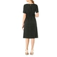thumbnail image 3 of INSPIRE CHIC Women's Wear to Work Polka Dots Short Sleeve Elastic Waist Vintage Midi Dress with Slit M Black, 3 of 6