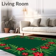 thumbnail image 2 of ODIKA 2'x3' Machine Washable Non-Slip Area Rug, Joyful Holly Berry Wreath Celebration Floor Covering High Traffic Rug with Pad, Green, 639449, 2 of 8