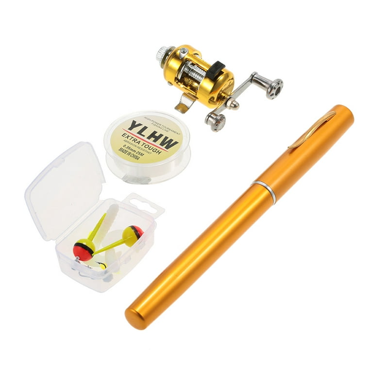 Andoer Portable Pen Fishing Rod Reel Combo Set, Telescopic Pocket Fishing  Gear, Aluminum Alloy, Soft Lures Baits Jig Hooks 