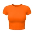 thumbnail image 6 of Babysbule Women Crew Neck Fitted Crop Tee Short Sleeve Slim Casual Top for Summer Street Daily Outfits, 6 of 7