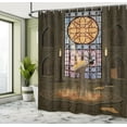 thumbnail image 5 of Ambesonne Gothic Shower Curtain, Pentagram Magic Candles, 69"Wx70"L, Olive Green Mustard, 5 of 5