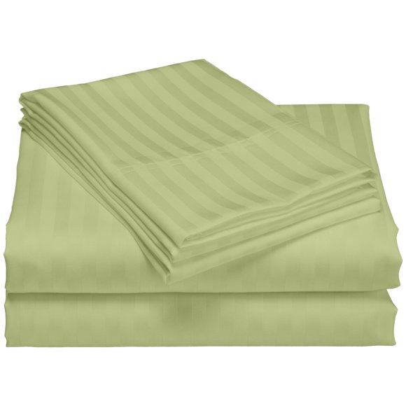 Hotel Collection 1200 Super Soft & Wrinkle Free Luxurious Stripe 6-Piece Sheet Set (King, Sage)