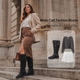 thumbnail image 6 of Love Steetly Women's Extra Wide Calf Knee High Boots, Slouchy Shaft with Triple Buckle Straps, Low Stacked Heel Side Zipper Casual Riding Tall Boots., 6 of 7