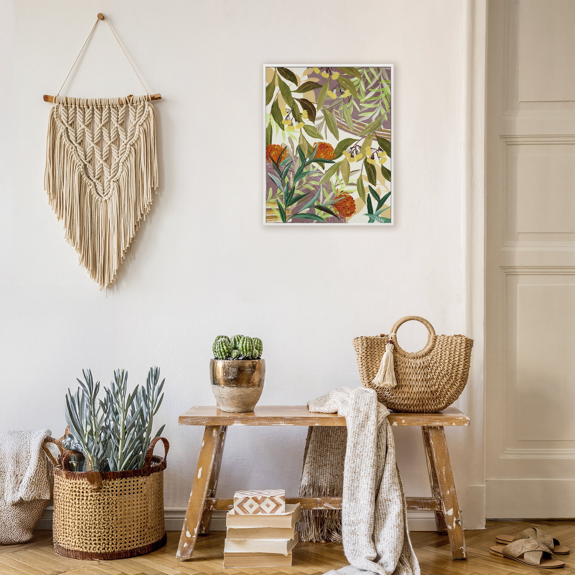 Stupell Industries Walk With Me Blooms White Framed Giclee Art, design by Dani Heyward
