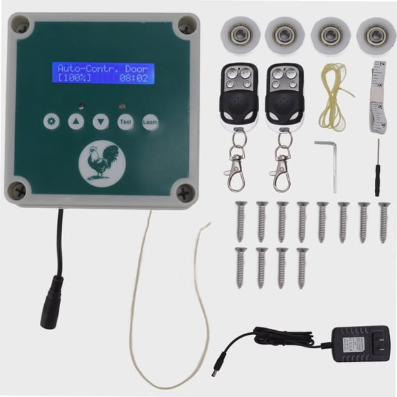Automatic Chicken Coop Door Controller, Chicken Coop Door Opener with Anti-Pinch Design with Timer and LED Display