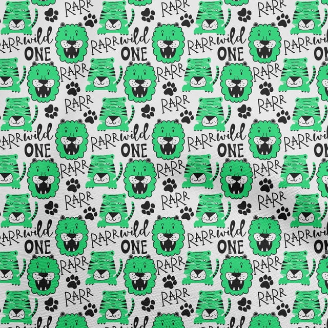 oneOone Polyester Spandex Green Fabric Kids Animal Fabric For Sewing Printed Craft Fabric By The Yard 56 Inch Wide