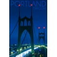 thumbnail image 1 of Portland, Oregon, St. Johns Bridge Night (36x54 Giclee Gallery Art Print, Vivid Textured Wall Decor), 1 of 3