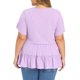 thumbnail image 3 of GRACE & GRANDEUR Blusas de verano de mujer en tallas grandes, tops de babydoll para Pascua, con textura, de capas, plisadas, con cuello en V, de manga corta, ajuste suelto, peplum 2X púrpura, 3 of 6