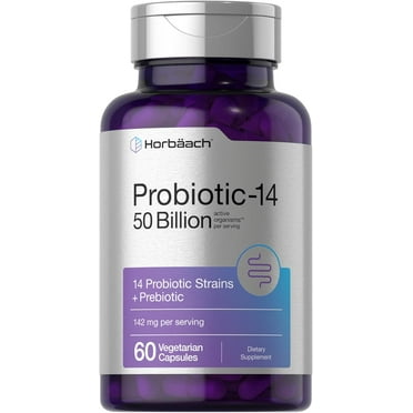 Probiotics 50 Billion CFUs | 60 Capsules | with Prebiotics | by Horbaach
