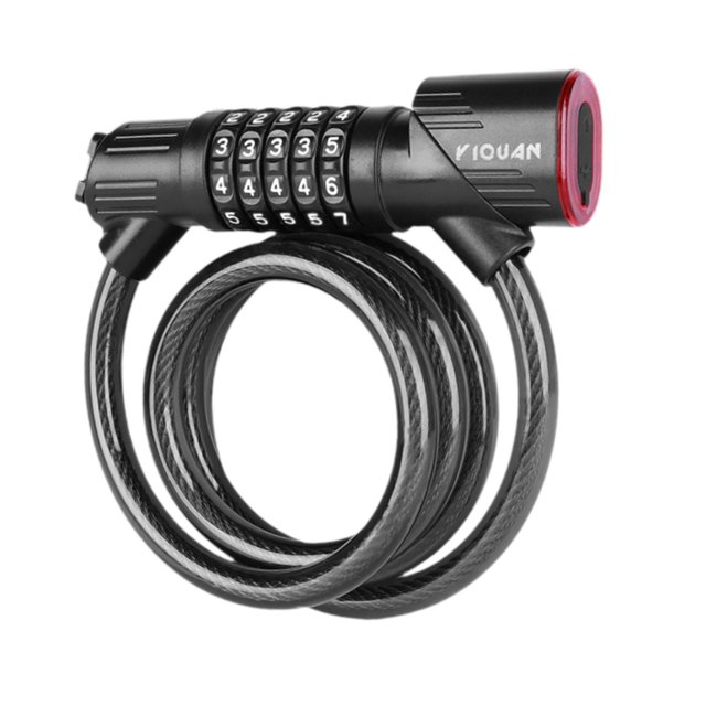 de bicicleta con combinación de cable y teclado ligero de 120 cm, de cable sin llave de 5 dígitos para esquí al libre