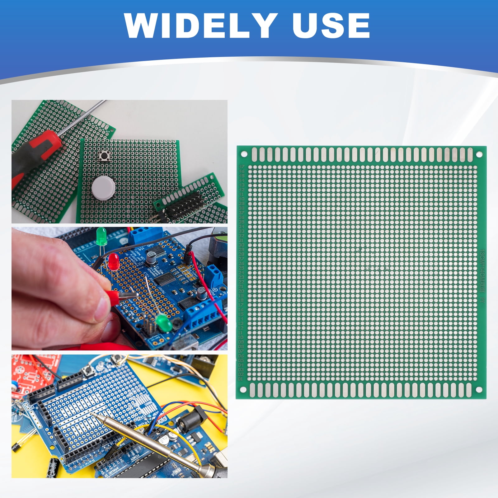 Uxcell 4Pcs Breadboard Solderable 140mm x 130mm Green Circuit PCB Board Double Sided Tin-Plated PCB Prototype Board for Electronics Prototyping, DIY Circuits Projects