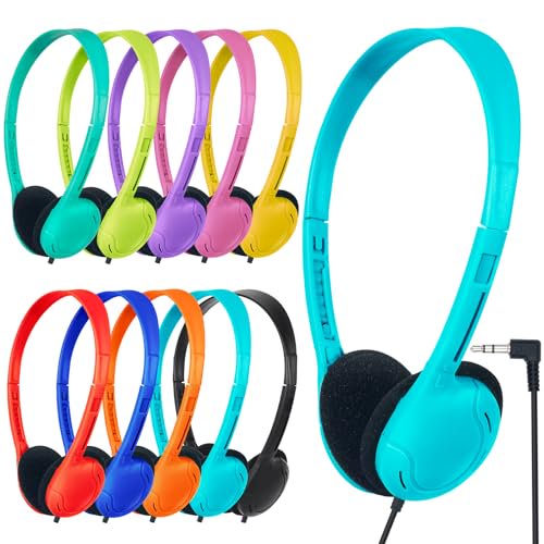 ZNXZXP Auriculares para niños a granel, paquete de 10 para la escuela, aula, estudiantes, niños, niños pequeños, niñas, adolescentes y adultos, juego de auriculares para estudiantes, computadora, cone