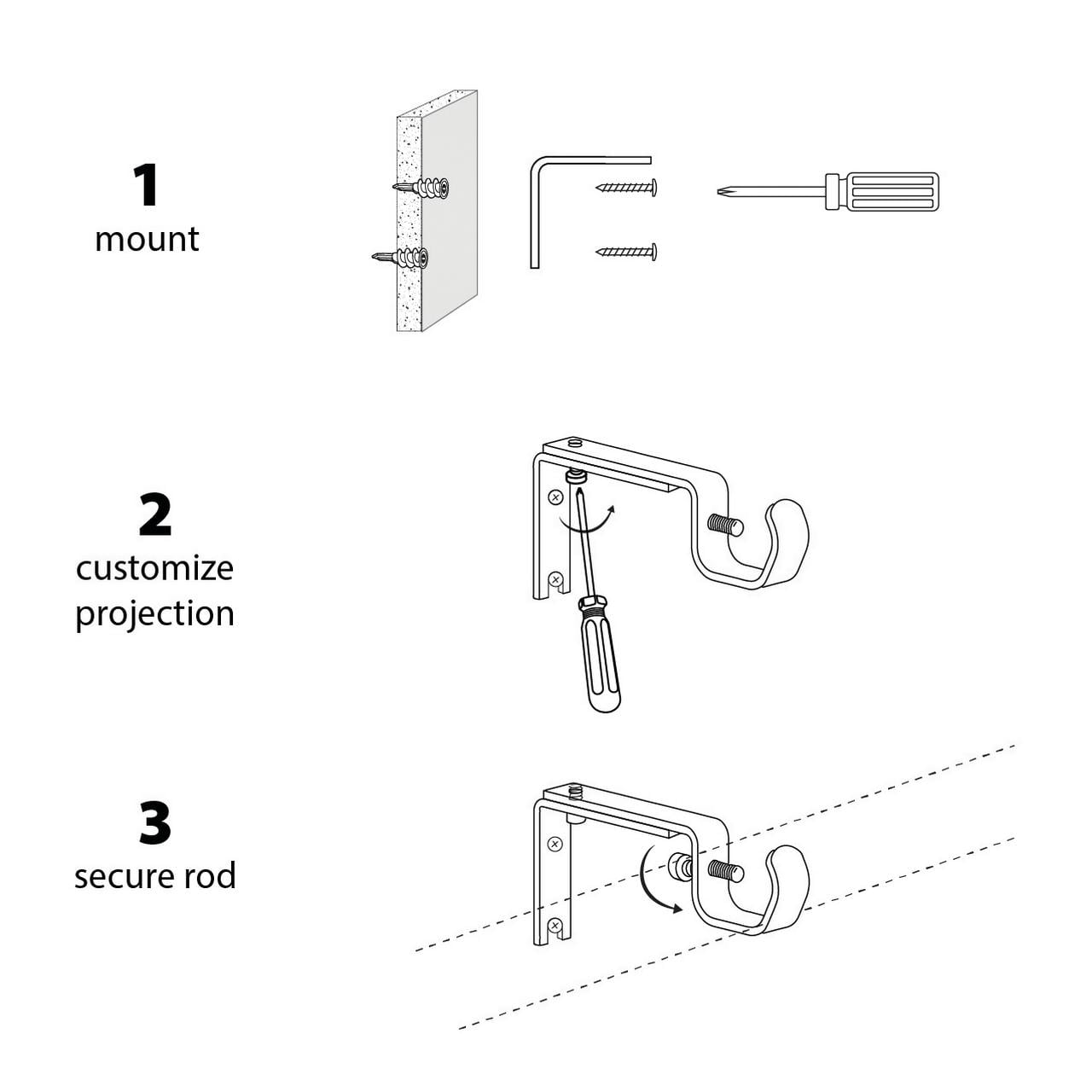 Mainstays Nickel 7/16"-3/4" Adjustable Curtain Rod Brackets, 2 Count