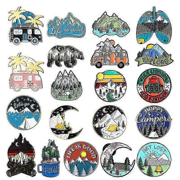 20-Pack Outdoor Enamel Pin Set Funny Camping Pins Natural Button Pins Vintage Lapel Pins Cute Mini