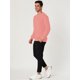 thumbnail image 4 of Sudadera de cuello redondo de color sólido de manga larga de ajuste regular básico informal para hombre Rosa claro M, 4 of 6