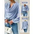 thumbnail image 7 of STARVNC Women Draped Neck Long Sleeve Chiffon Blouse, 7 of 7