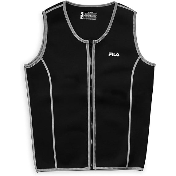 FILA Accessories Men's Sauna Vest - Neoprene Sweat Suit Zipper Tank Top Hot Slimming Body Shaper Waist Trainer for Weight Loss, Running, Walking, Weightlifting, Exercise & Fitness Workouts, Medium