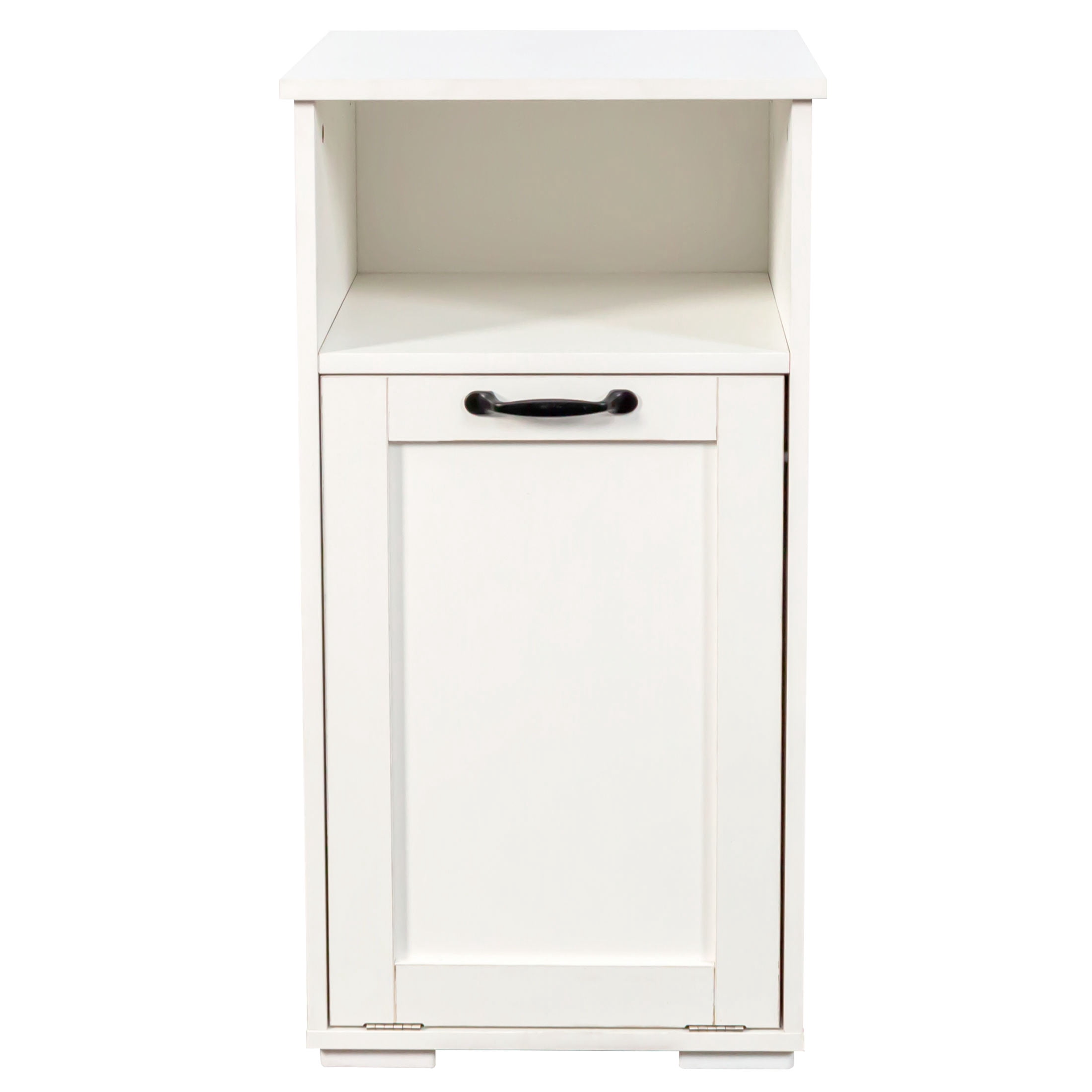 Noble House Compact Laundry Cabinet with Removable Liner Bag, Tilt-Out Hamper Storage Cabinet with Open Shelf, White