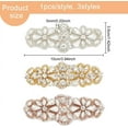 thumbnail image 4 of 3 Pcs Rhinestone Appliques with Beads 3.9x1.4inch Iron on Hotfix Appliques Glass Crystal Pearl Rhinestone Appliques Flower Pattern Sew on Decals for Bridal Dress Sash Belt, 4 of 6