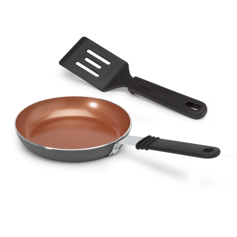 Ecolution Ceramic NonStick Fry Mini Egg Pan, Easy to Clean, Silicone Handle, 5.5”, Slate Gray