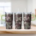 thumbnail image 2 of 20oz Insulated Coffee Tumbler with Handle & Straw, Geometric Texture Stainless Steel Travel Mug, Leak-Proof Double Wall, 2 of 5