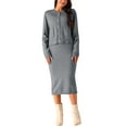 thumbnail image 2 of INSPIRE CHIC Women's Two Piece Outfits Sweater Sets Button Down Cardigan and Midi Skirts Casual Lounge Set S Grey, 2 of 5