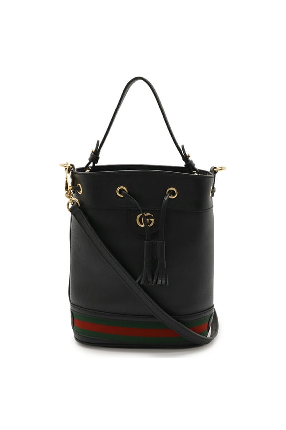 Pre-Owned GUCCI Ophidia Small Bucket Bag, Handbag, Shoulder Web Line Leather, Black,... (Good)