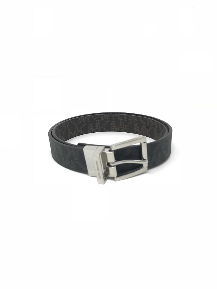 Michael Kors Women's 30mm Reversible MK Logo Monogram Synthetic Leather Belt  553793C, Black To Brown (L) 