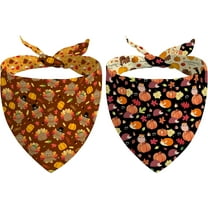 Fall Thanksgiving Dog Bandana Reversible 2 Pack Small, Pumpkin Turkey Leaves Fox Cute Fall Pet Bandanas for Dogs Adjustable Triangle Holiday Scarves for Small Medium Boy Girl Dogs