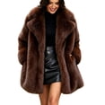 thumbnail image 2 of Ayolanni Women's Faux Fur Coat Lapel Open Front Long Sleeve Jackets Winter Fuzzy Warm Outerwear with Pockets Coffee XXL, 2 of 9