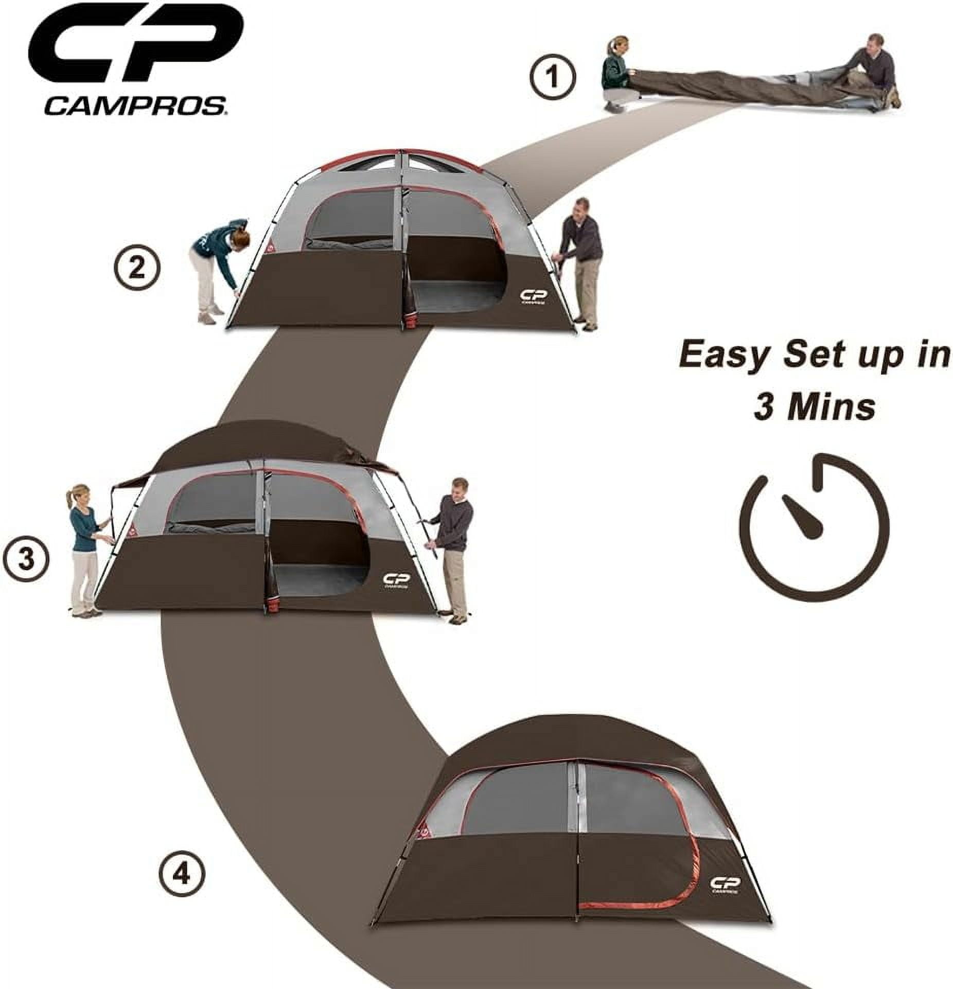 CAMPROS 6 Person Camping Tent Waterproof Windproof Family Tent, Double Layer, Portable with Carry Bag