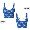 thumbnail image 5 of Xecao Party Shark Cute for Sports Bra with Removable Pads, Crop Tank Top Design, Women's Longline Sports Bra - Non-Wired - Small, 5 of 9