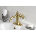 thumbnail image 2 of Kingston Brass KSD3547RKZ Wendell One-Handle Single-Hole Bathroom Faucet with Knurled Handle and Push Pop-Up Drain, Brushed Brass, 2 of 6